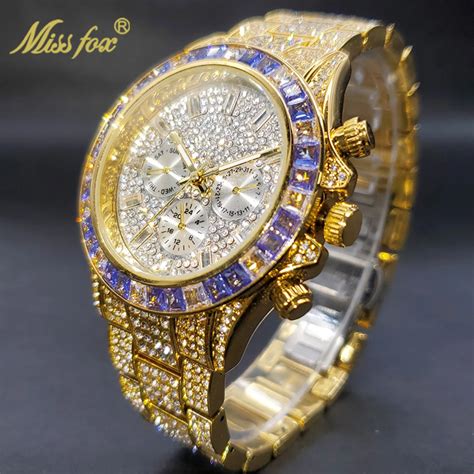 cheap mens fake diamond watches|moissanite diamond watch men's.